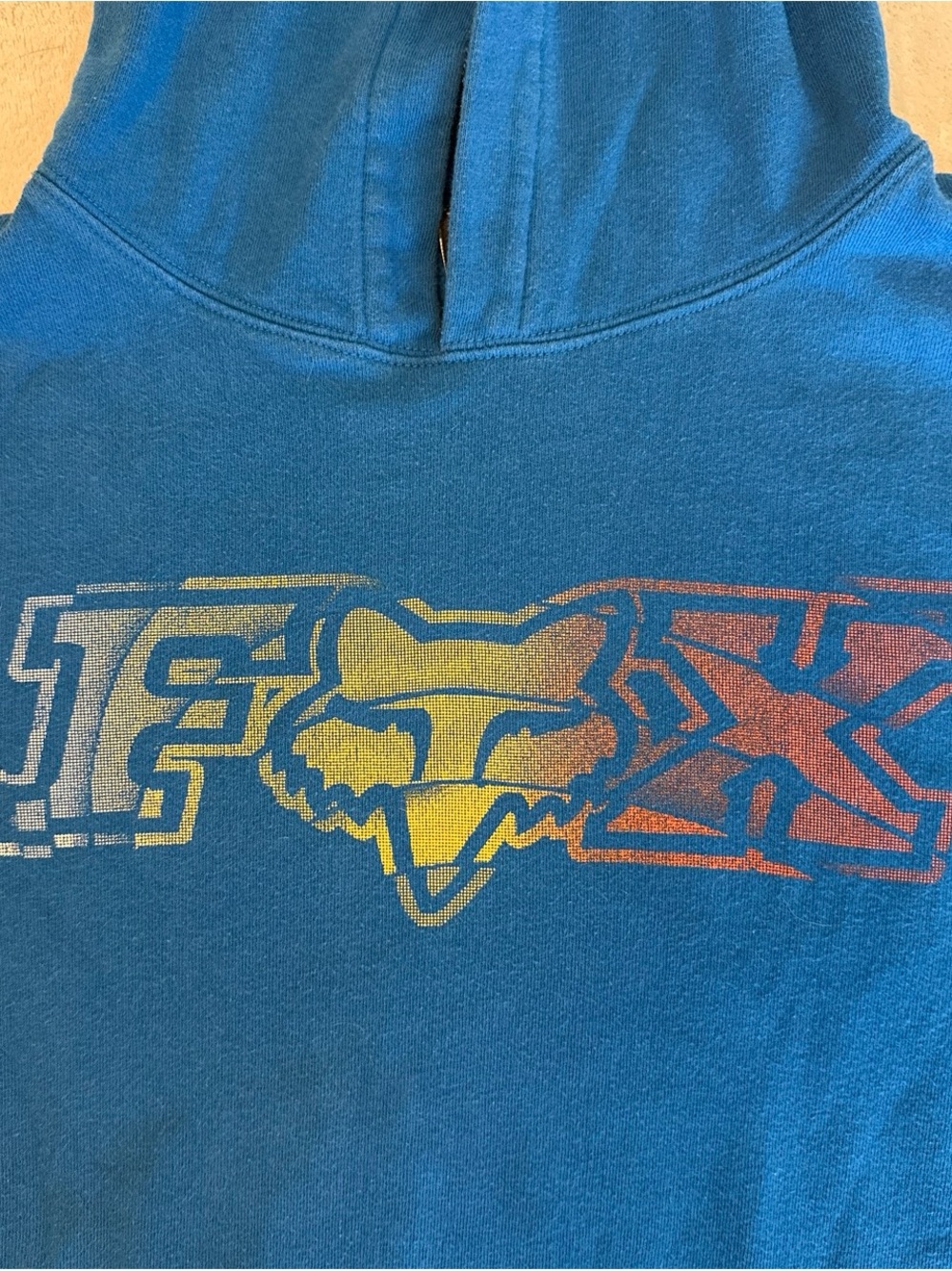 Fox Blue Pullover Hoodie with Logo Neck Tag Youth XL